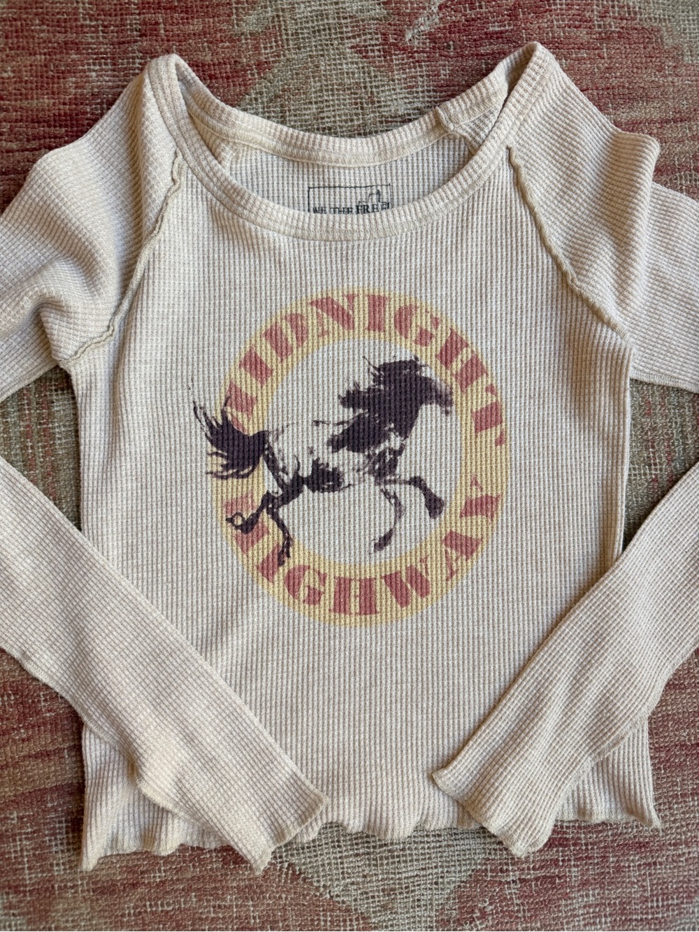 We The Free Cream Waffle Thermal Scoop-Neck Long Sleeve with Graphic